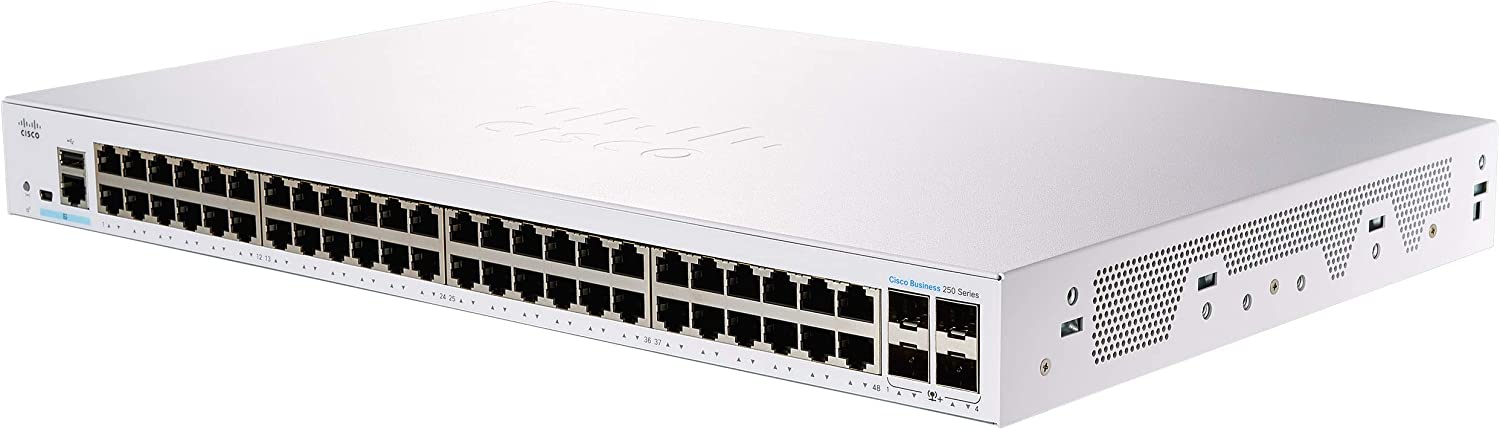 SWITCH CISCO BUSINESS CBS, 48 PUERTOS 10/100/1000, 4 PUERTOS SFP 10 G, SMART (ADMINISTRACIÓN BÁSICA)-Switches PoE-CISCO-NIC-3684-Bsai Seguridad & Controles