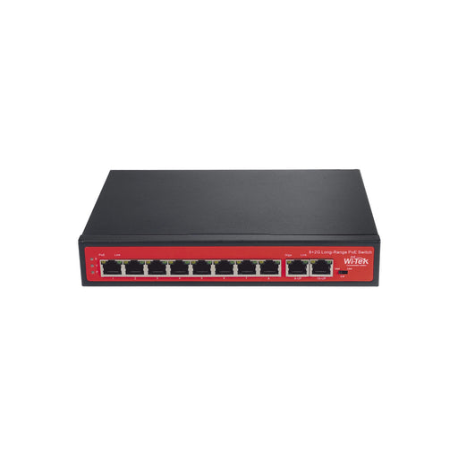 SWITCH POE (802.3AF/AT/BT) NO ADMINISTRABLE DE LARGO ALCANCE, HASTA 250M, 8 X 10/100MBPS (POE) + 2 X PUERTOS GIGABIT UPLINK, 120 W-Inyectores PoE-WI-TEK-WI-PS210G-Bsai Seguridad & Controles