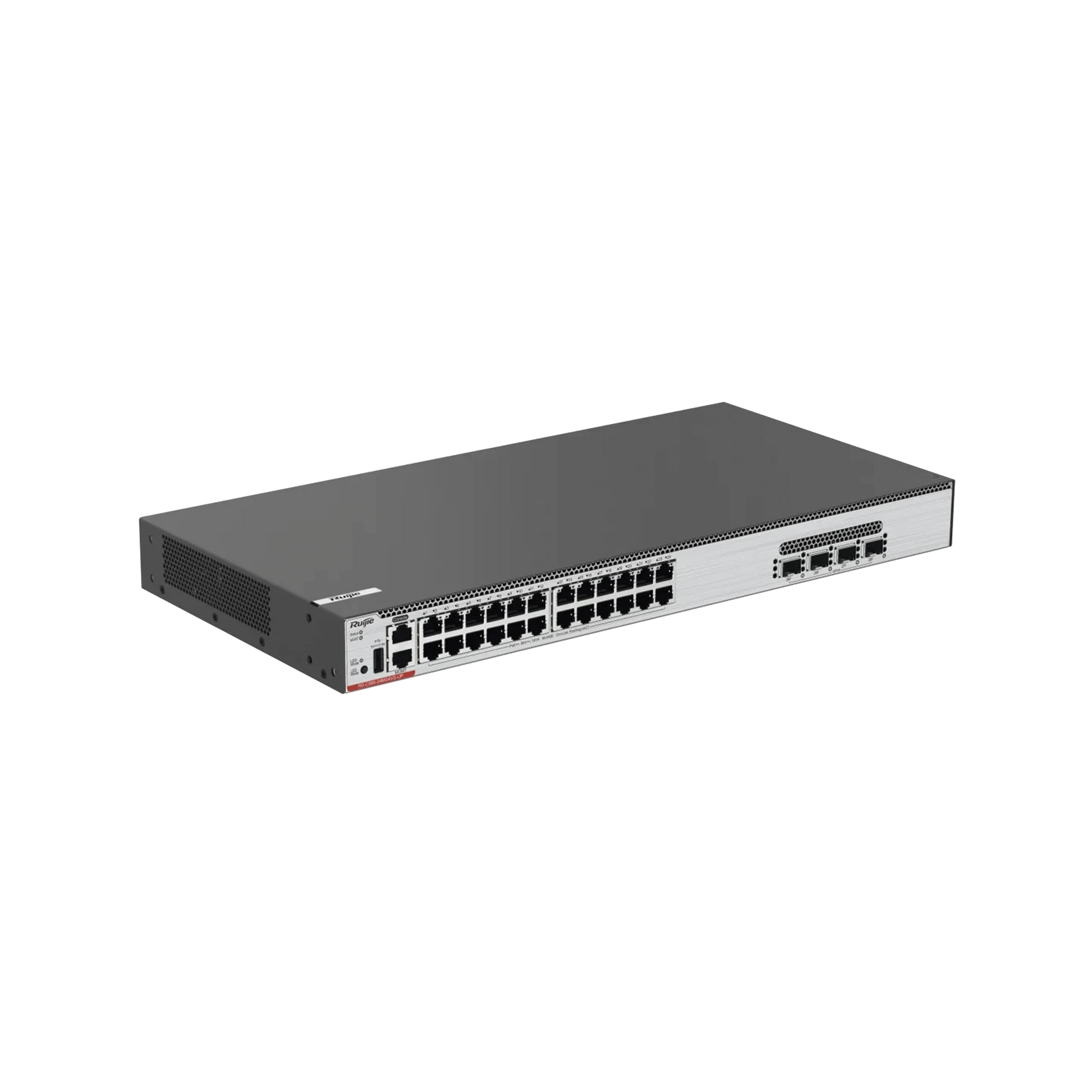 SWITCH CORE POE 802.3BT 370W CAPA 3 MULTI-GIGABIT 24 PUERTOS 5GB/2.5GB/1GB/100M, 4 PUERTOS FIBRA SFP28 25GB-Networking-RUIJIE-Bsai Seguridad & Controles