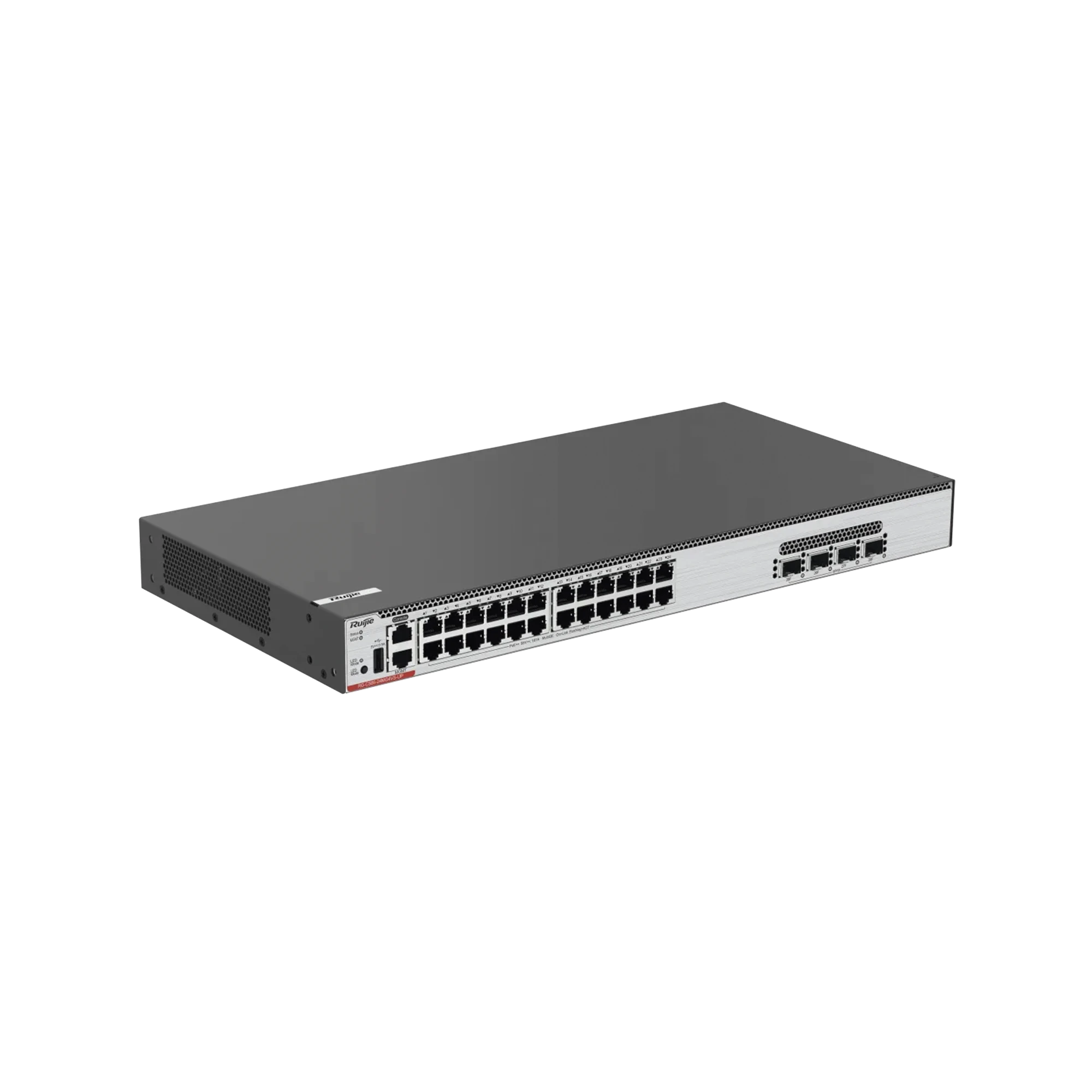 SWITCH CORE POE 802.3BT 370W CAPA 3 MULTI-GIGABIT 24 PUERTOS 5GB/2.5GB/1GB/100M, 4 PUERTOS FIBRA SFP28 25GB-Networking-RUIJIE-Bsai Seguridad & Controles