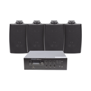 KIT DE AMPLIFICADOR DE 120W PARA ESCRITORIO | 4 ALTAVOCES DE PARED COLOR NEGRO 2.5W - 20W | SISTEMA 70/100V-Audio residencial/Comercial-EPCOM PROAUDIO-Bsai Seguridad & Controles