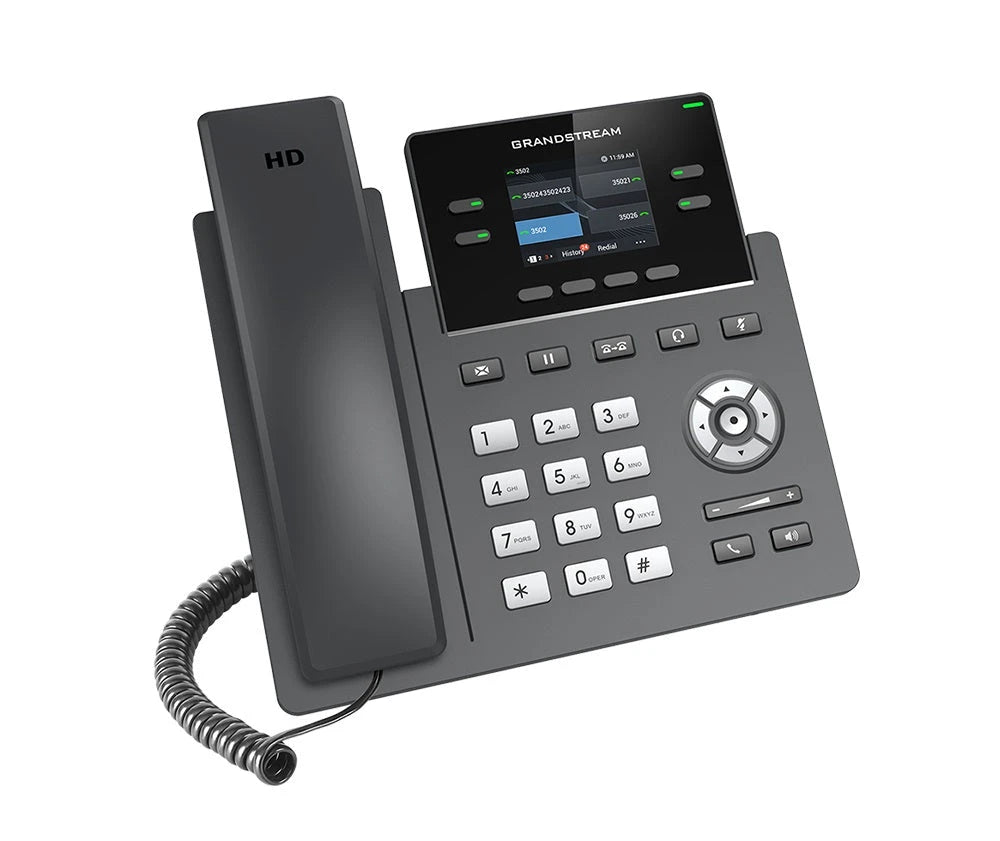 TELEFONO IP GRADO CARRIER GRANDSTREAM MODELO GRP2612, 2 CUENTAS SIP, 4 TECLAS MULTI-FUNCION, PANTALLA LCD DE 320X240, DOS PUERTOS ETHERNET 10/100, PLACA FRONTAL INTERCAMBIABLE, 16 TECLAS BLF DIGITALES, NO SOPORTA POE, INCLUYE ADAPTADOR 5V 600MA-Telefonía-GRANDSTREAM-Bsai Seguridad & Controles