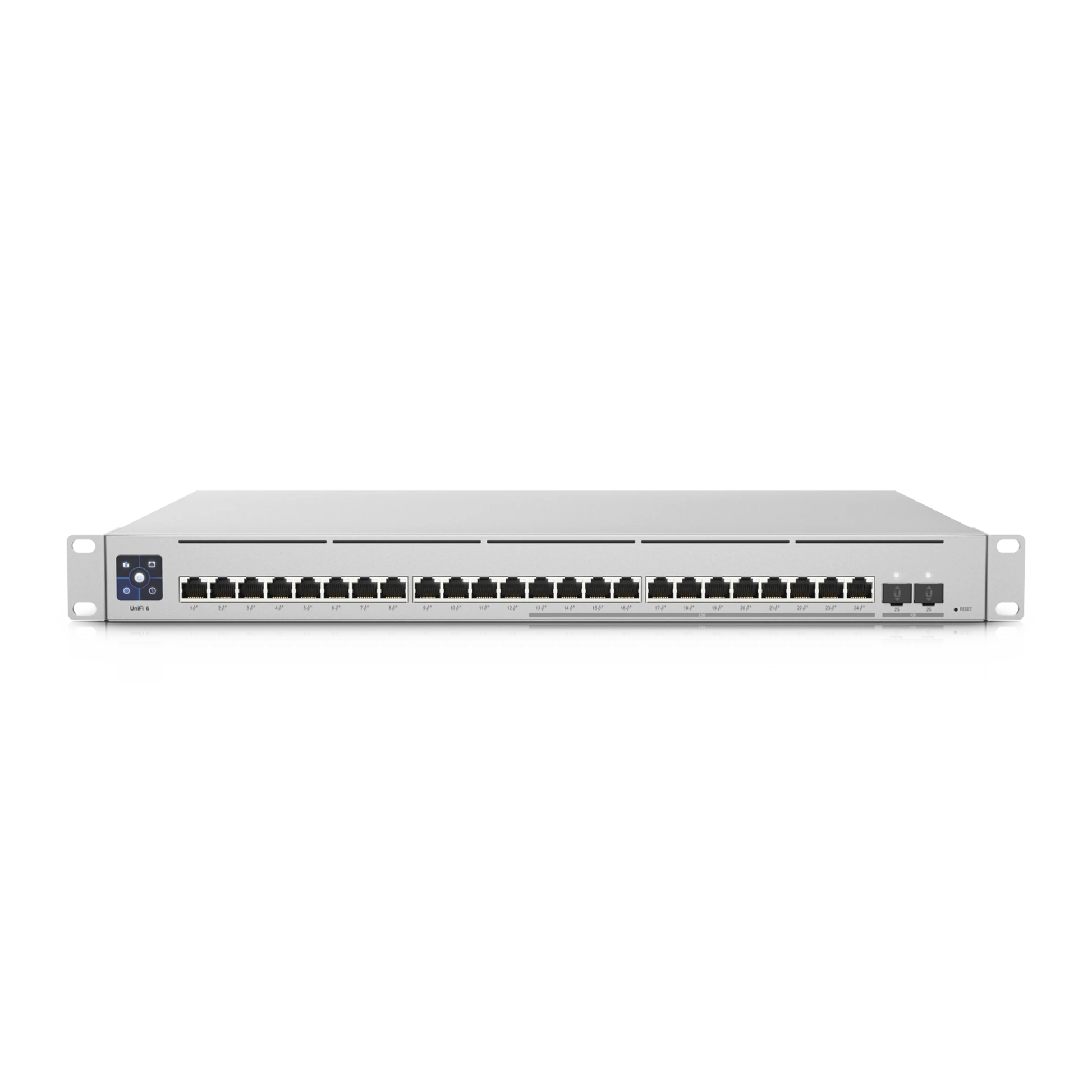 UNIFI SWITCH EMPRESARIAL CAPA 3 DE 24 PUERTOS POE 802.3AF/AT (12 PUERTOS 2.5G Y 12 PUERTOS 1G) + 2 PUERTOS 1/10G SFP+, 400W, PANTALLA INFORMATIVA-Networking-UBIQUITI-Bsai Seguridad & Controles