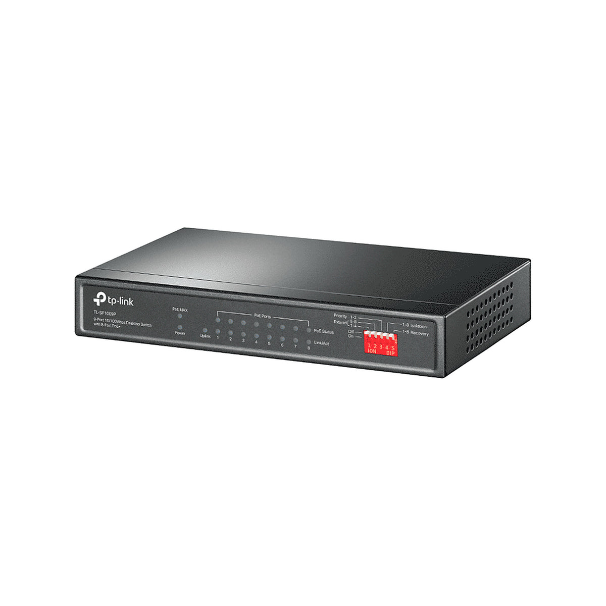 TP-LINK TL-SF1009P - SWITCH POE NO ADMINISTRABLE/ 9 PUERTOS FAST ETHERNET/ 8 PUERTOS POE AF & AT/ PRESUPUESTO POE DE HASTA 65W/ MODO EXTENDIDO HASTA 250M DE CONEXIÓN [TPL3720009]