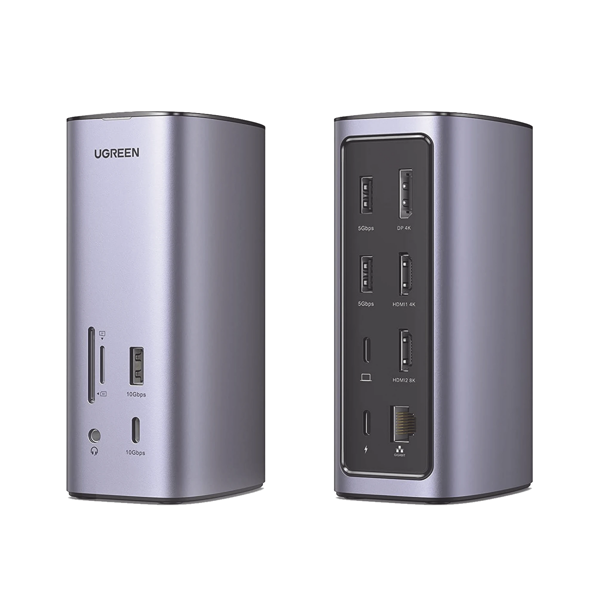 HUB USB-C (MULTIPUERTOS) / 2 USB-A 3.0 / 1 USB-C PD CARGA 100W / 1 USB-A 3.1 / 1 USB-C 3.1 / HDMI 4K / HDMI 8K ULTRA HD / DISPLAY PORT 4K / RJ45 (GIGABIT) / LECTOR TARJETA SD + MICRO SD (TF) / JACK AUDIO 3.5MM / 12 EN 1-Accesorios Generales-UGREEN-Bsai Seguridad & Controles