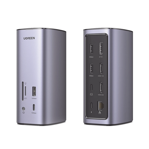 HUB USB-C (MULTIPUERTOS) / 2 USB-A 3.0 / 1 USB-C PD CARGA 100W / 1 USB-A 3.1 / 1 USB-C 3.1 / HDMI 4K / HDMI 8K ULTRA HD / DISPLAY PORT 4K / RJ45 (GIGABIT) / LECTOR TARJETA SD + MICRO SD (TF) / JACK AUDIO 3.5MM / 12 EN 1-Accesorios Generales-UGREEN-90325-Bsai Seguridad & Controles