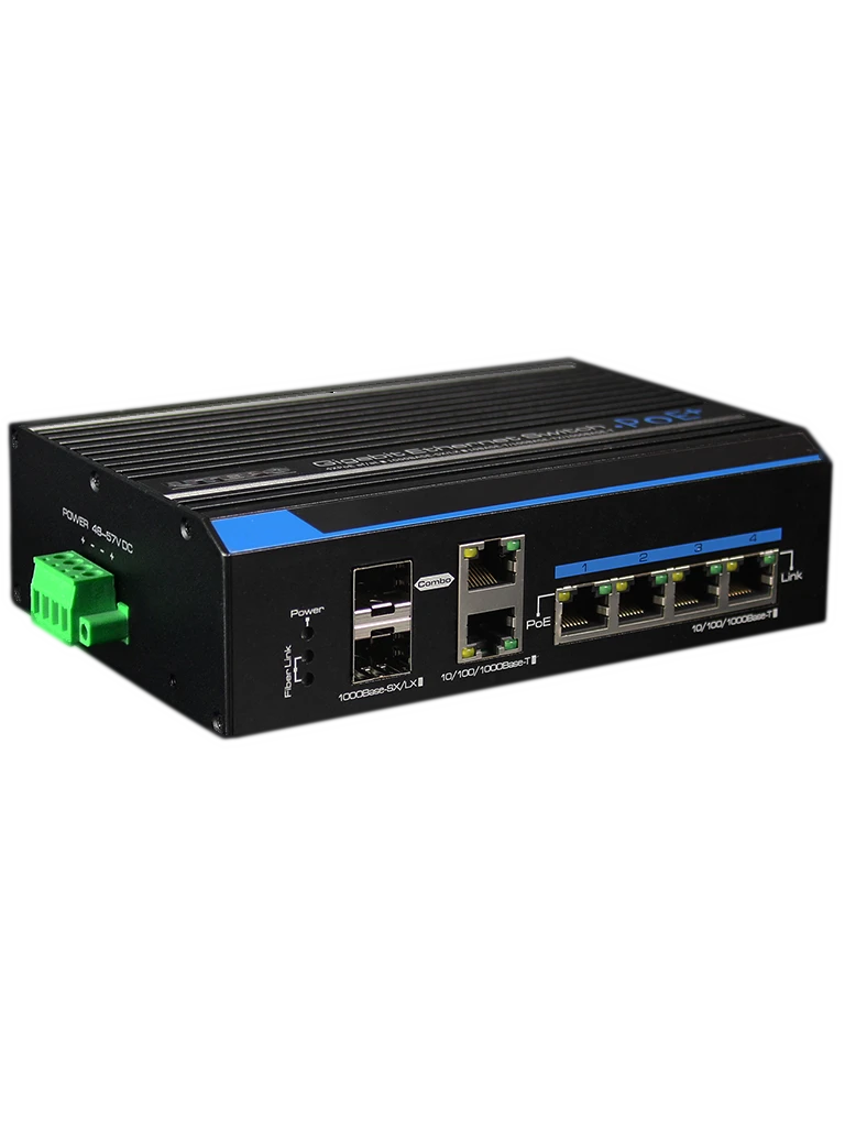 UTEPO UTP7204GEHPOE - SWITCH GIGABIT INDUSTRIAL HIGH POE 4 PUERTOS / 802.3 AF / 802.3AT / 2 PUERTOS COMBO UPLINK GIGABIT / HASTA 60W POR PUERTO / 120W TOTALES-Switches POE-UTEPO-Bsai Seguridad & Controles