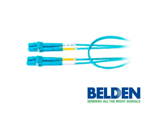 JUMPER DE FIBRA OPTICA BELDEN FP3LDLD002M FORRO PVC COLOR AQUA FLAMABILIDAD OFNR RISER TIPO DE FIBRA MULTIMODO OM3 50/125 MICRAS CONECTORES LC DUPLEX - LC DUPLEX LONGITUD 2 METROS APLICACIONES ADECUADAS CENTROS DE DATOS SALAS DE EQUIPOS PRINCIPALES SAL...-Cable de Fibra Optica-BELDEN-Bsai Seguridad & Controles