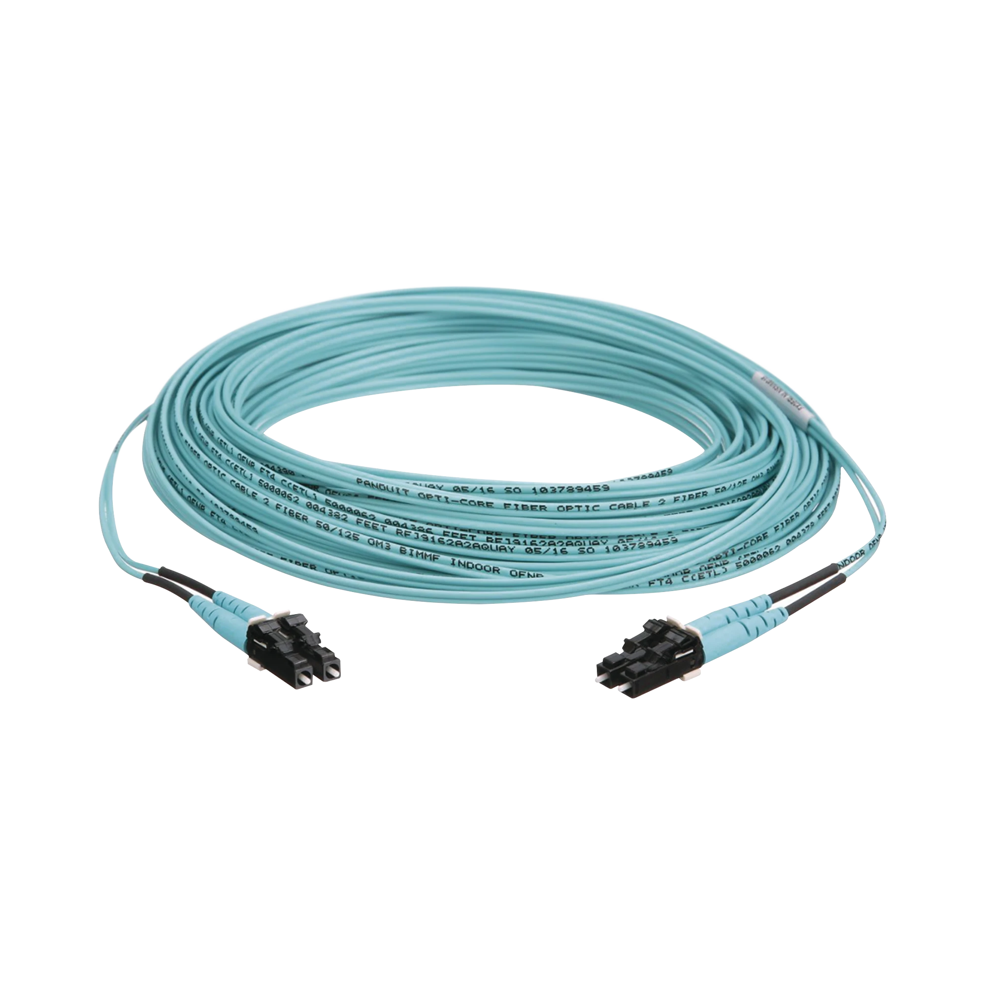 JUMPER DE FIBRA OPTICA MULTIMODO 50/125 OM3, LC-LC DUPLEX, OFNR (RISER), COLOR AQUA, 15 METROS-Jumpers y Pigtails-PANDUIT-Bsai Seguridad & Controles