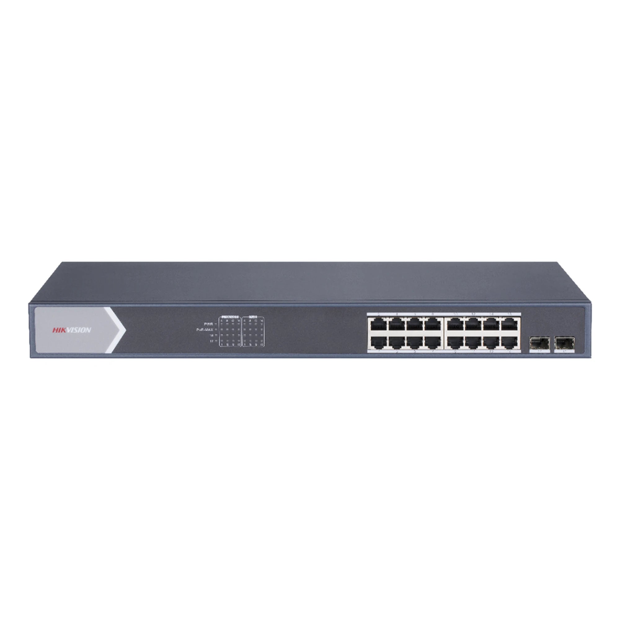 SWITCH GIGABIT POE+ / NO ADMINISTRABLE / 16 PUERTOS 10/100/1000 MBPS POE+ / 2 PUERTOS SFP DE UPLINK / 125 WATTS-Energía-HIKVISION-Bsai Seguridad & Controles