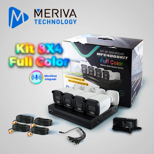 KIT 8X4 MFC4008KIT INCLUYE 1 DVR MXVR-4008A 8CH 1080P-LITE SOPORTA AUDIO SOBRE COAXIAL O UTP + 4 CÁMARAS HD MERIVA TECHNOLOGY BULLET 1080P 2.8MM TECNOLOGÍA FULL COLOR / MICRÓFONO INTEGRADO / CARCASA METÁLICA / IP67 / 12VCD MFC-2022A + 4 CABLES PRE PO...-Kits Cámaras de Seguridad-MERIVA TECHNOLOGY-MFC4008KIT-Bsai Seguridad & Controles