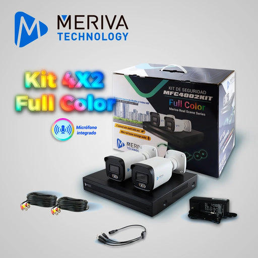 KIT 4X2 MERIVA TECHNOLOGY MFC4002KIT INCLUYE 1 DVR MXVR-4004A 4CH 1080P-LITE SOPORTA AUDIO SOBRE COAXIAL O UTP + 2 CÁMARAS HD MERIVA TECHNOLOGY BULLET 1080P 2.8MM TECNOLOGÍA FULL COLOR / MICRÓFONO INTEGRADO / CARCASA METÁLICA / IP67 / 12VCD MFC-2022A...-Kits Cámaras de Seguridad-MERIVA TECHNOLOGY-MFC4002KIT-Bsai Seguridad & Controles