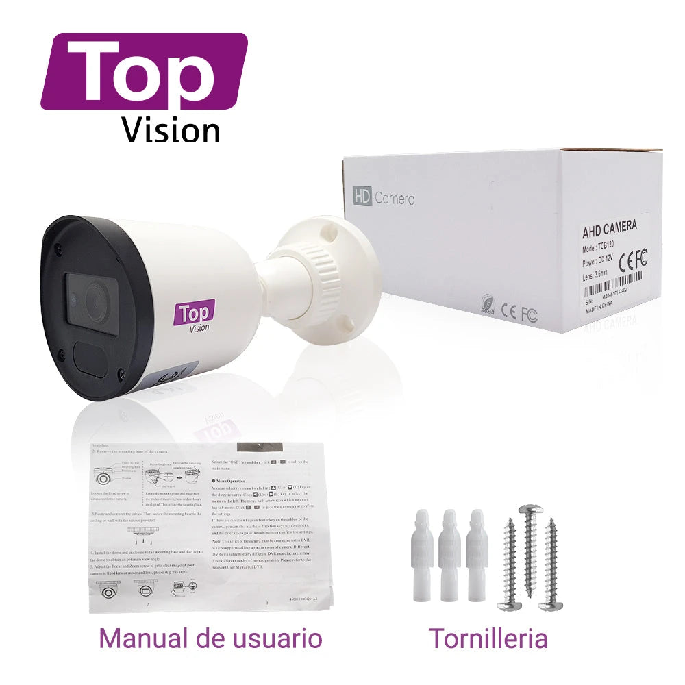 CAM HD BULLET TOPVISION TCB120 AHD / TVI / CVI / SD / 2MP-1080P / 2.8MM / 20M IR / COC / PLÁSTICA / IP66 / 12VCD-Cámaras-TOPVISION POWERED BY MERIVA-Bsai Seguridad & Controles