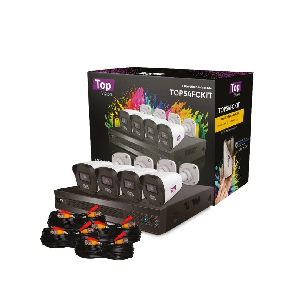 KIT 4X4 TOP24FCKIT TOPVISON INCLUYE 1 DVR XVR-204A 6CH 1080P-LITE SOPORTA AUDIO SOBRE COAXIAL O UTP + 4 CÁMARAS HD TOPVISION BULLET TBFC200A 2MP 2.8MM TECNOLOGÍA FULL COLOR / MICRÓFONO INTEGRADO / CARCASA PLASTICA/ IP67 / 12VCD + 4 CABLES PRE PONCHADOS...-Kits de Videovigilancia-TOPVISION POWERED BY MERIVA-Bsai Seguridad & Controles