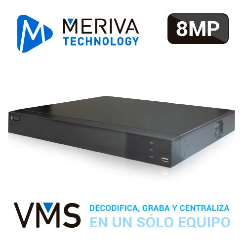 NVR-VMS 16CH MERIVA TECHNOLOGY MVMS-2116 GRABA / DECODIFICA / CENTRALIZA DVR-NVR-IPC / 1HDMI(4K) + 1VGA SIMULTANEA / AUDIO 1 ENTRADA + 1 SALIDA RCA / ALARMAS 4 ENTRADAS + 1 SALIDA / HASTA 8TB DD / H.265 / P2P / 12VCD *NVR SIN PUERTOS POE*-Nvrs-MERIVA TECHNOLOGY-Bsai Seguridad & Controles