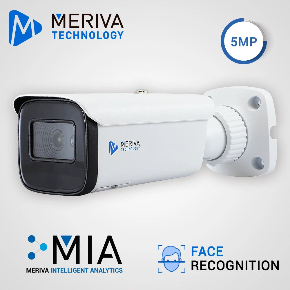 CAMARA IP BULLET MERIVA TECHNOLOGY MOB-E500F / 5MP / H.265 / 2.8MM / 50M IR / SLOT MICRO SD / SALIDA BNC / CAMARA HIBRIDA / ENTRADA AUDIO / FACE-RECOGNITION / MIA INTEGRADO / IP67 / METÁLICA / POE / 12VDC-Cámaras IP-MERIVA TECHNOLOGY-Bsai Seguridad & Controles