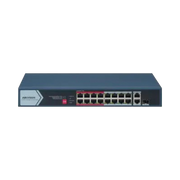 SWITCH POE+ / NO ADMINISTRABLE / 16 PUERTOS 10/100 MBPS POE+ / 2 PUERTO 10/100/1000 MBPS + 1 PUERTO SFP UPLINK / POE HASTA 300 METROS / 130 W-Energía-HIKVISION-Bsai Seguridad & Controles