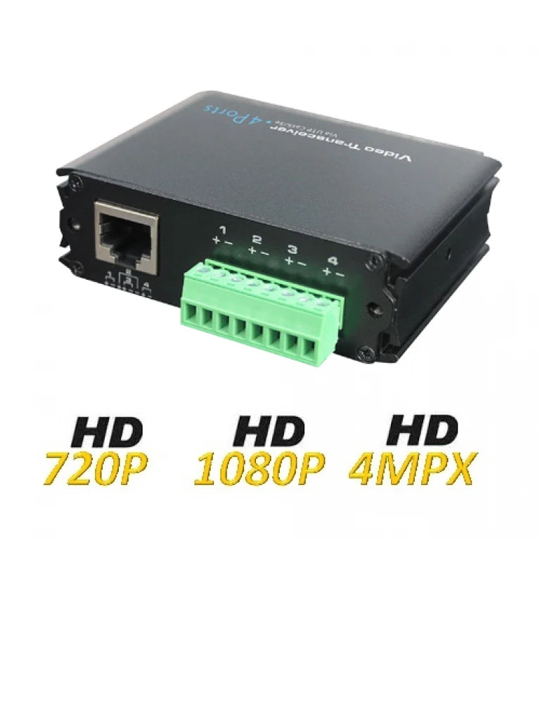 UTEPO UTP104PHD - TRANSCEPTOR PASIVO DE 4 CANALES DE VIDEO HDCVI / TVI / A HD / CVBS / 350M A 720P / 250M A 1080P / 200M A 4 MP / 150M A 4K-Transceptores-UTEPO-Bsai Seguridad & Controles
