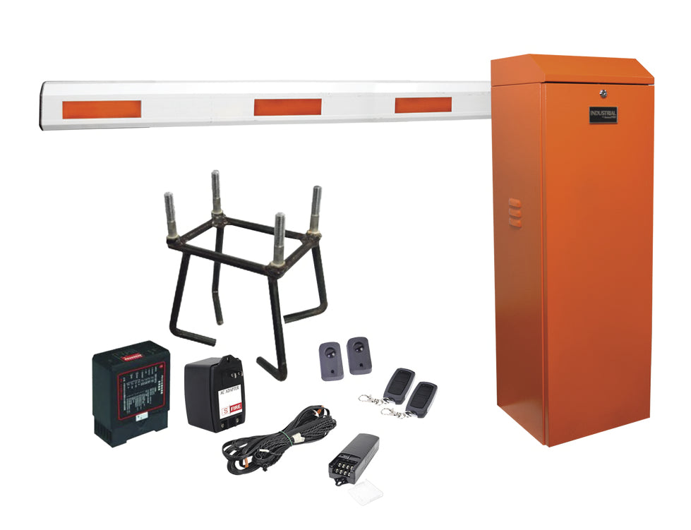 KIT COMPLETO BARRERA IZQUIERDA XBF NARANJA / 3M / INCLUYE SENSOR DE MASA, TRANSFORMADOR, LAZO, ANCLA, FOTOCELDAS Y 2 CONTROLES INALÁMBRICOS