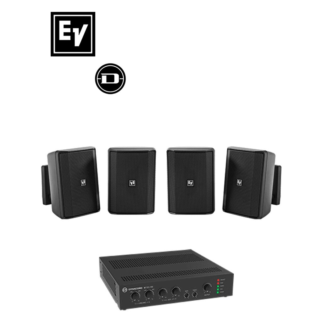 BOSCH ELECTROVOICE M_KITU1202EVIDS - KIT DE AUDIO / AMPLIFICADOR MIXER 120W / 4 ALTAVOCES EVID-S 15W NEGRAS [RBM1390039]