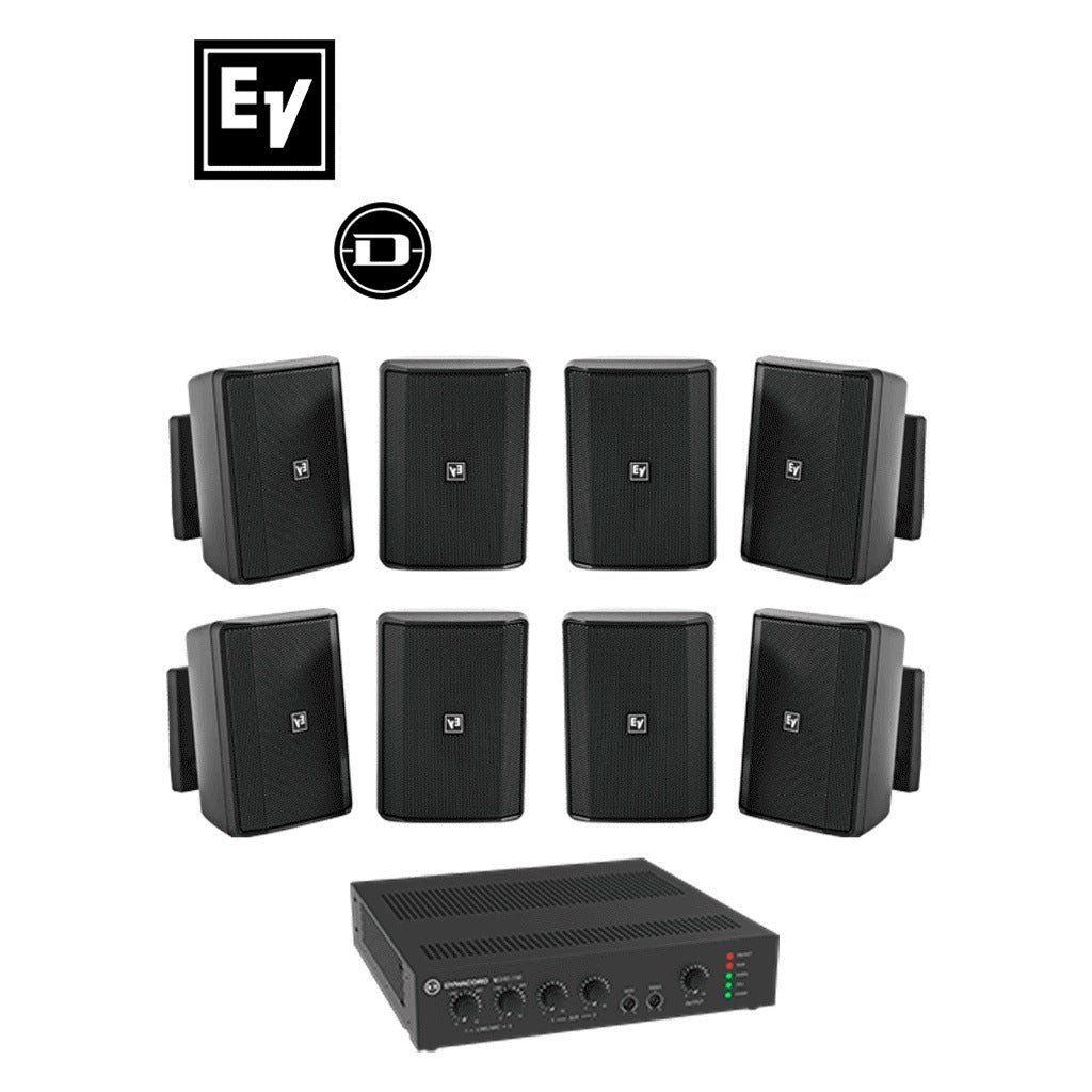 BOSCH ELECTROVOICE M_KITU2404EVIDS - KIT DE AUDIO / AMPLIFICADOR MIXER240W / 8 ALTAVOCES EVID-S 15W NEGRAS [RBM1390040]