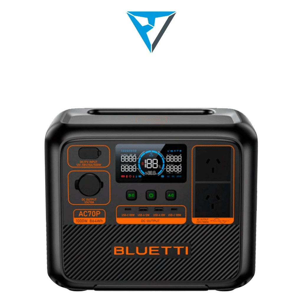 BLUETTI AC70P - ESTACIÓN DE ENERGÍA PORTÁTIL 864WH LIFEPO₄ / POTENCIA NOMINAL 1000W / ENTRADA AC 950W / MAX 2,000W DE ELEVACIÓN DE POTENCIA / BMS INTEGRADO / ENTRADA SOLAR 12V - 58V 500W MAX / CARGA AC ULTRA RÁPIDA 100% EN 1.5 H / CARGA SOLAR [BLT2030003]