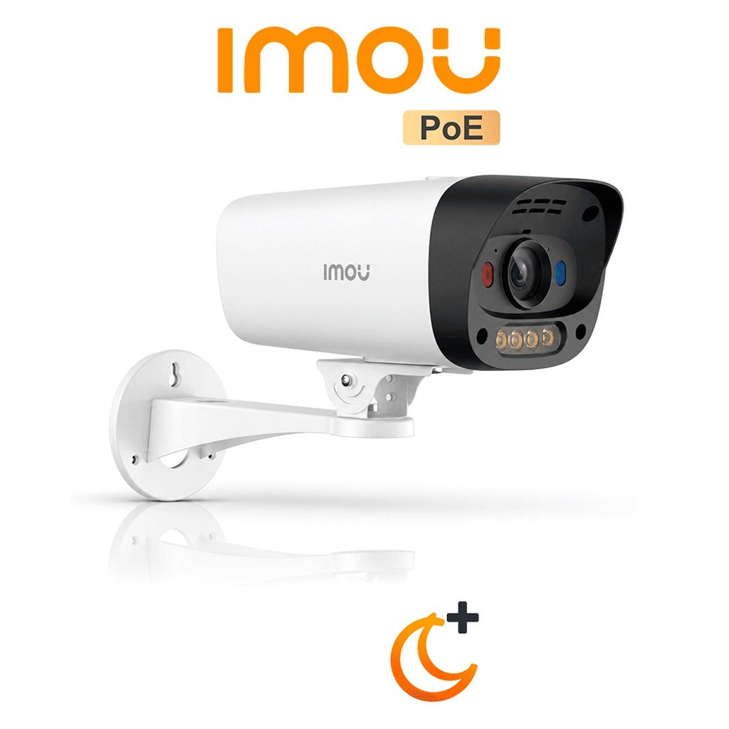 IMOU POE IPC-PU5EN-4P0 - CÁMARA BULLET IP DE 4 MEGAPIXELES/ LENTE FIJA 3.6MM/ AURORA SMART COLOR/ ILUMINACIÓN 30 MTS IR / AUDIO BIDIRECCIONAL/ DETECCIÓN DE PERSONAS Y VEHÍCULOS/SOPORTA 512GB MICROSD/ AOR MODE/ POE/ IP67/ H.265 [IMO0310008]