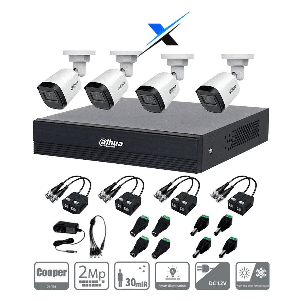 DAHUA KIT/XVR1B04-I/T/4-B1A21-U - KIT 4 CANALES CON TRANSCEPTORES/ 4 CÁMARAS B1A21N-U DE 2 MP LENTE 2.8MM, 93 GRADOS, 1 XVR1B04-I/T SOPORTA AUDIO BIDIRECCIONAL, SOPORTA 4 CANALES MÁS 1 IP O 5 CANALES IP, SMD PLUS, 4 PARES DE TRANSCEPTORES [DHT0250045]