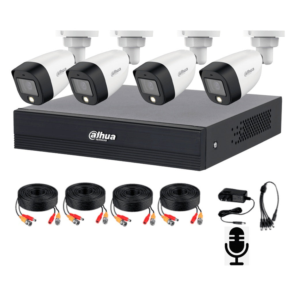 DAHUA KIT/XVR1B04-I/T/4-HFW1209C-A-LED - KIT DE 4 CANALES FULL COLOR CON AUDIO/ INCLUYE 4 CAMARAS DE 2 MEGAPIXELES FULL COLOR CON MICROFONO/ DVR DE 4 CANALES CON IA/ H.265+ SOPORTA 1 CH IP (O HASTA 5 CANALES IP)/ INCLUYE ACCESORIOS [DHT0250047]