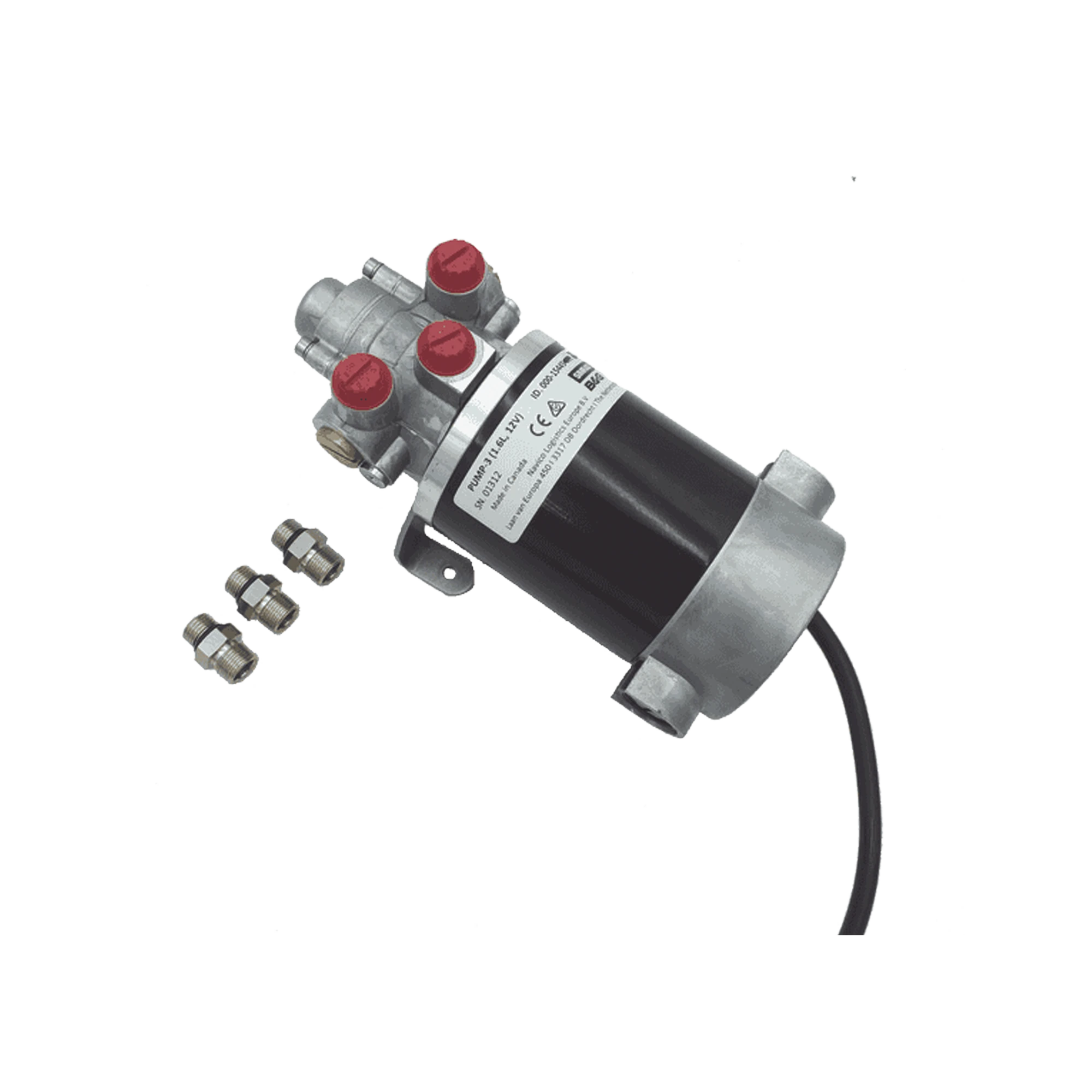 BOMBA HIDRÁULICA REVERSIBLE PUMP-3 / 12V DC / FLUJO 1.6L (98 CU.IN) POR MINUTO / CILINDRO 160-550 CC (9.8 - 33.5 CU.IN) / CONEXIONES ORB / INCLUYE 3 ADAPTADORES ORB-5 A 9/16 UNF / COMPATIBLE CON STEADYSTEER