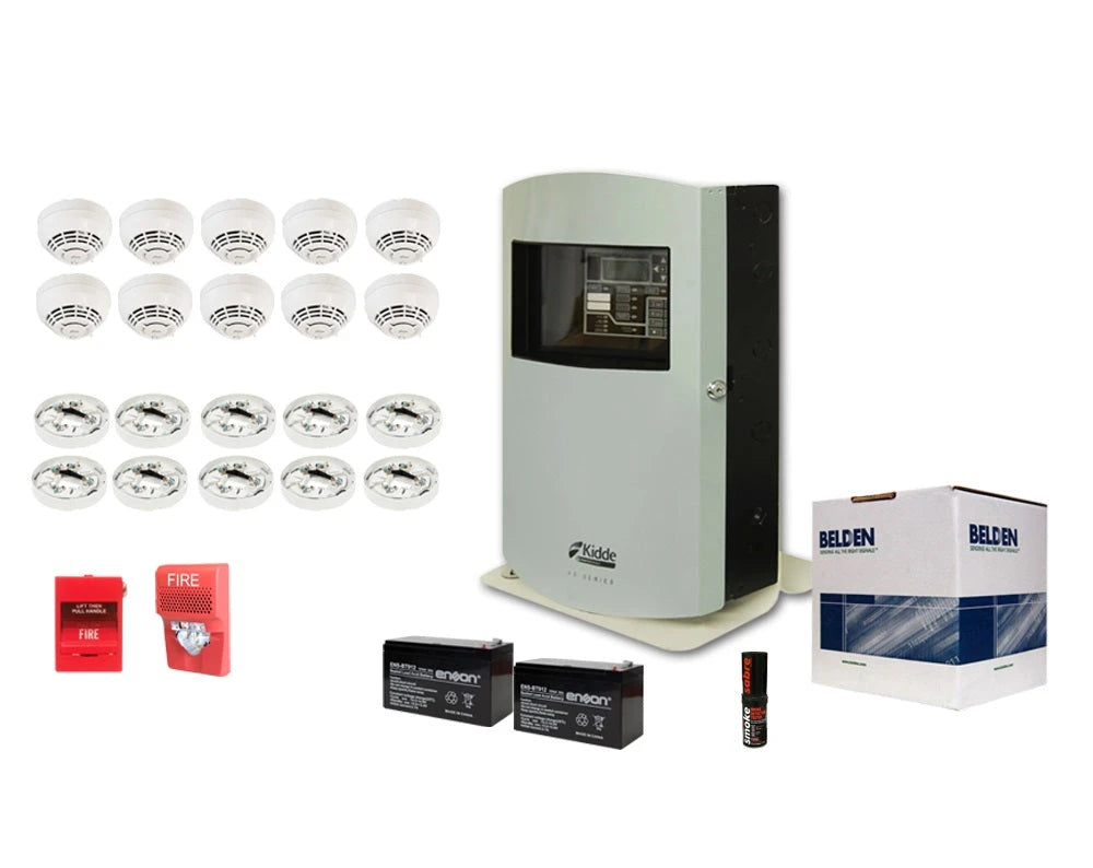 KIT KIDDE BASICO DE DETECCION DE HUMO 1.0 CONSTA DE 1 PANEL INTELIGENTE VS1-G-SP DE HASTA 64 DISPOSITIVOS, 10 SENSORES DE HUMO KI-OSD, 10 BASES ESTANDAR KI-SB, 1 ESTACION MANUAL GSA-M278, 1 SIRENA CON ESTROBO EG1AVRF, CABLE DE ALARMA 2C/18AWG 5320UL 0...-Paneles-KIDDE-Bsai Seguridad & Controles