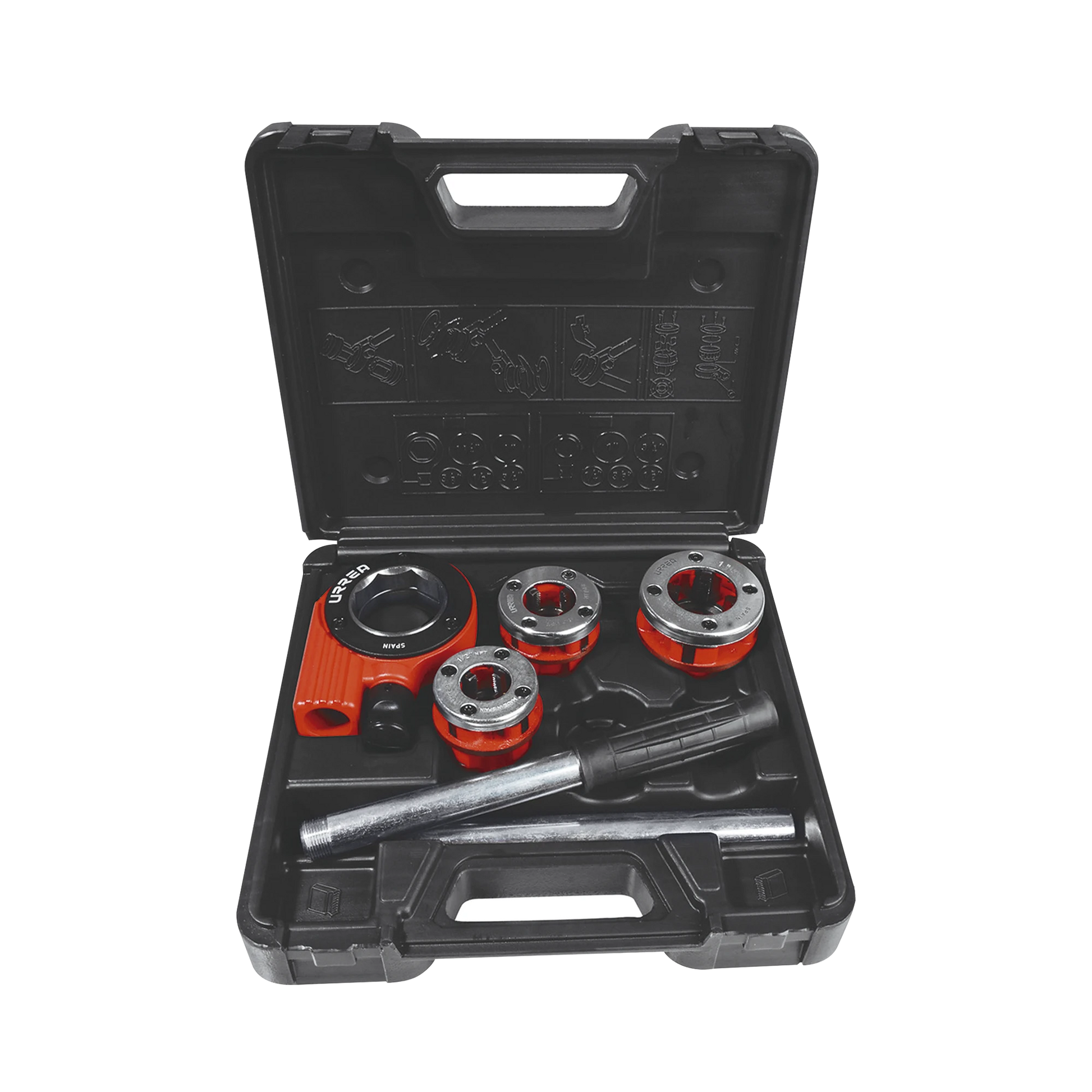 JUEGO DE TARRAJA PARA TUBO 5 PIEZAS NPT DE 1/2 - 1"-Herramientas-URREA-Bsai Seguridad & Controles