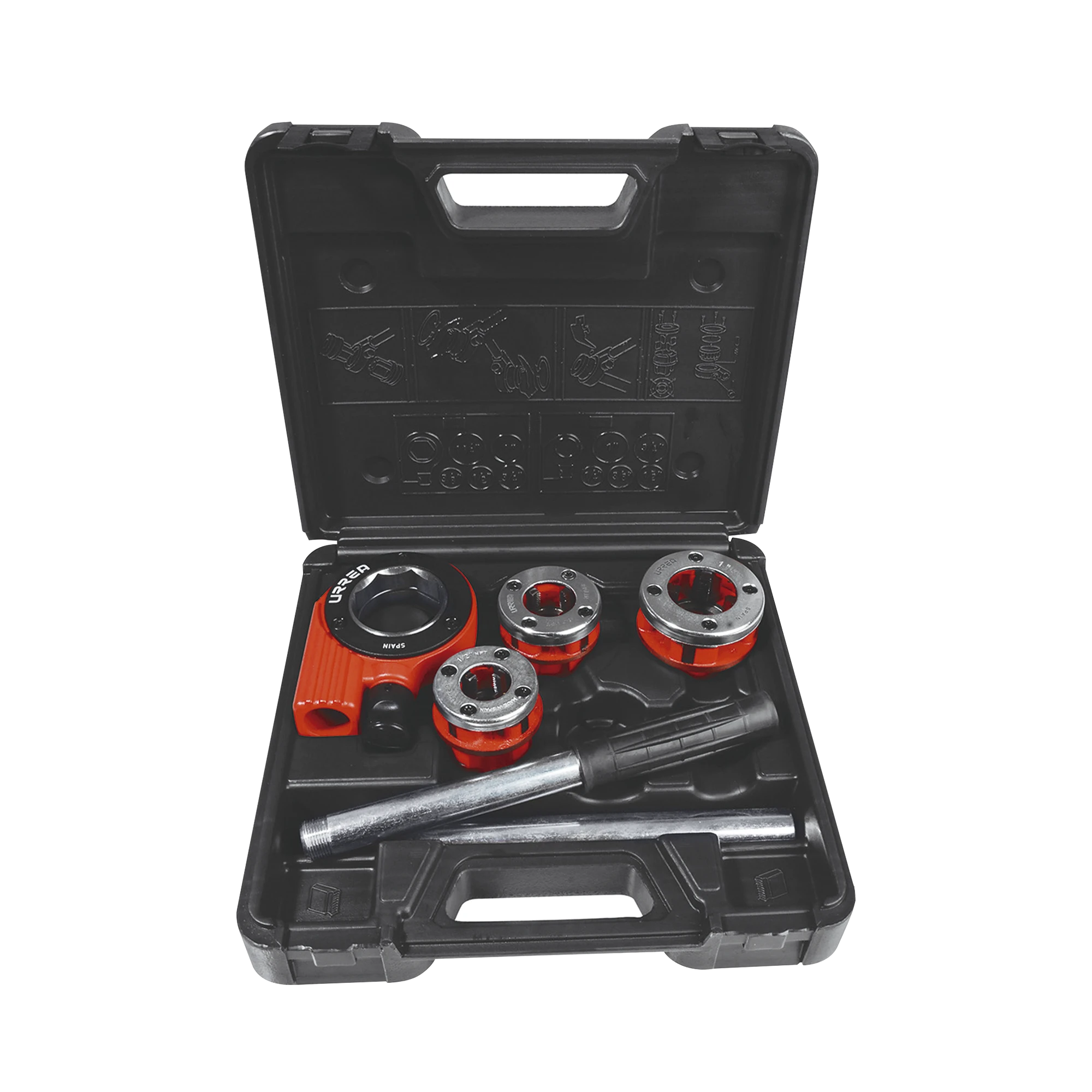 JUEGO DE TARRAJA PARA TUBO 5 PIEZAS NPT DE 1/2 - 1"-Herramientas-URREA-Bsai Seguridad & Controles