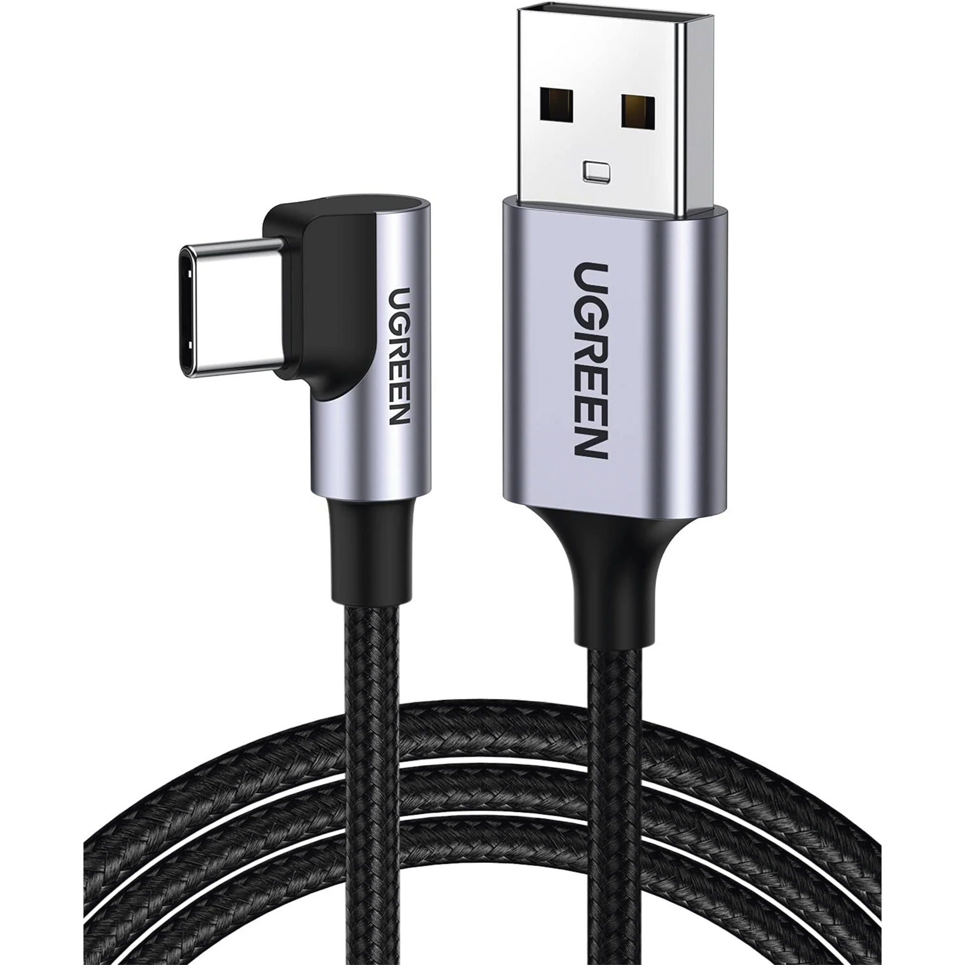 CABLE USB-A A USB-C / CONECTOR CON ÁNGULO RECTO DE 90° / 2 METROS / CARCASA DE ALUMINIO / NYLON TRENZADO / TRANSFERENCIA DE DATOS HASTA 480 MBPS / SOPORTA CARGA RÁPIDA DE HASTA 60W / 2 AÑOS DE GARANTÍA-Accesorios Generales-UGREEN-Bsai Seguridad & Controles
