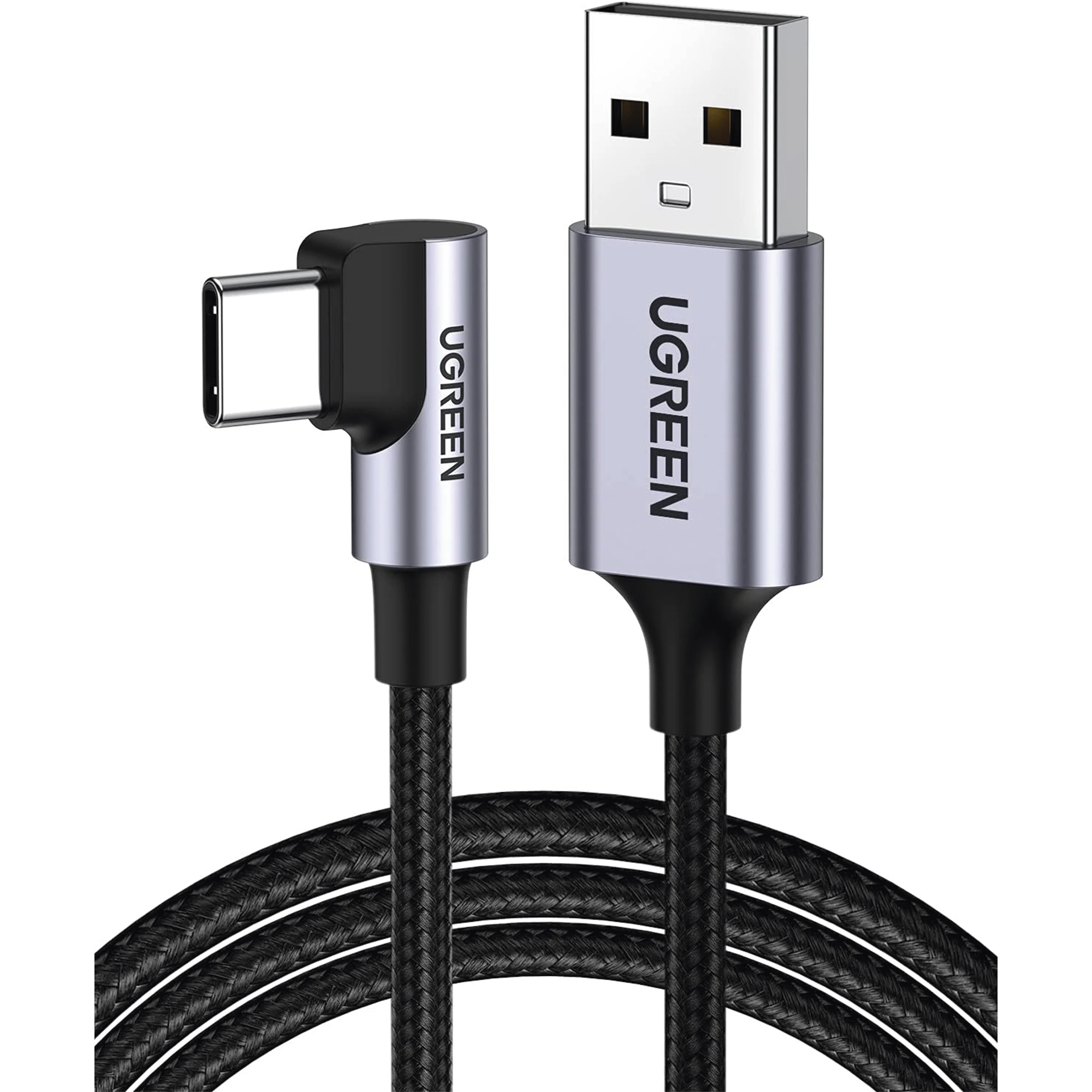CABLE USB-A A USB-C / CONECTOR CON ÁNGULO RECTO DE 90° / 2 METROS / CARCASA DE ALUMINIO / NYLON TRENZADO / TRANSFERENCIA DE DATOS HASTA 480 MBPS / SOPORTA CARGA RÁPIDA DE HASTA 60W / 2 AÑOS DE GARANTÍA-Accesorios Generales-UGREEN-Bsai Seguridad & Controles
