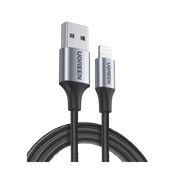 CABLE USB-A A LIGHTNING / CERTIFICADO MFI / 1 METRO / ADECUADO PARA IPHONE, IPAD Y IPOD / CARGA Y SINCRONIZACIÓN DE DATOS / VELOCIDAD DE HASTA 480 MBPS / 5V 2.4 A/ CAJA DE ALUMINIO + NYLON TRENZADO / 2 AÑOS DE GARANTÍA-Accesorios Generales-UGREEN-Bsai Seguridad & Controles