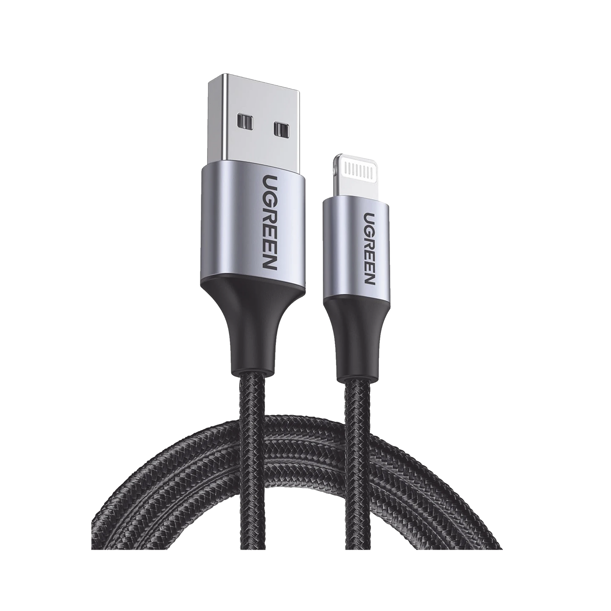 CABLE USB-A A LIGHTNING / CERTIFICADO MFI / 1 METRO / ADECUADO PARA IPHONE, IPAD Y IPOD / CARGA Y SINCRONIZACIÓN DE DATOS / VELOCIDAD DE HASTA 480 MBPS / 5V 2.4 A/ CAJA DE ALUMINIO + NYLON TRENZADO / 2 AÑOS DE GARANTÍA-Accesorios Generales-UGREEN-Bsai Seguridad & Controles