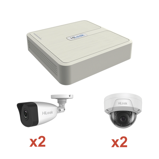 KIT IP 1080P / NVR DE 4 CANALES / 2 CÁMARAS IP BALA / 2 CÁMARAS IP DOMO-Kits Cámaras de Seguridad-HiLook by HIKVISION-KIP2MP/2B2D-Bsai Seguridad & Controles