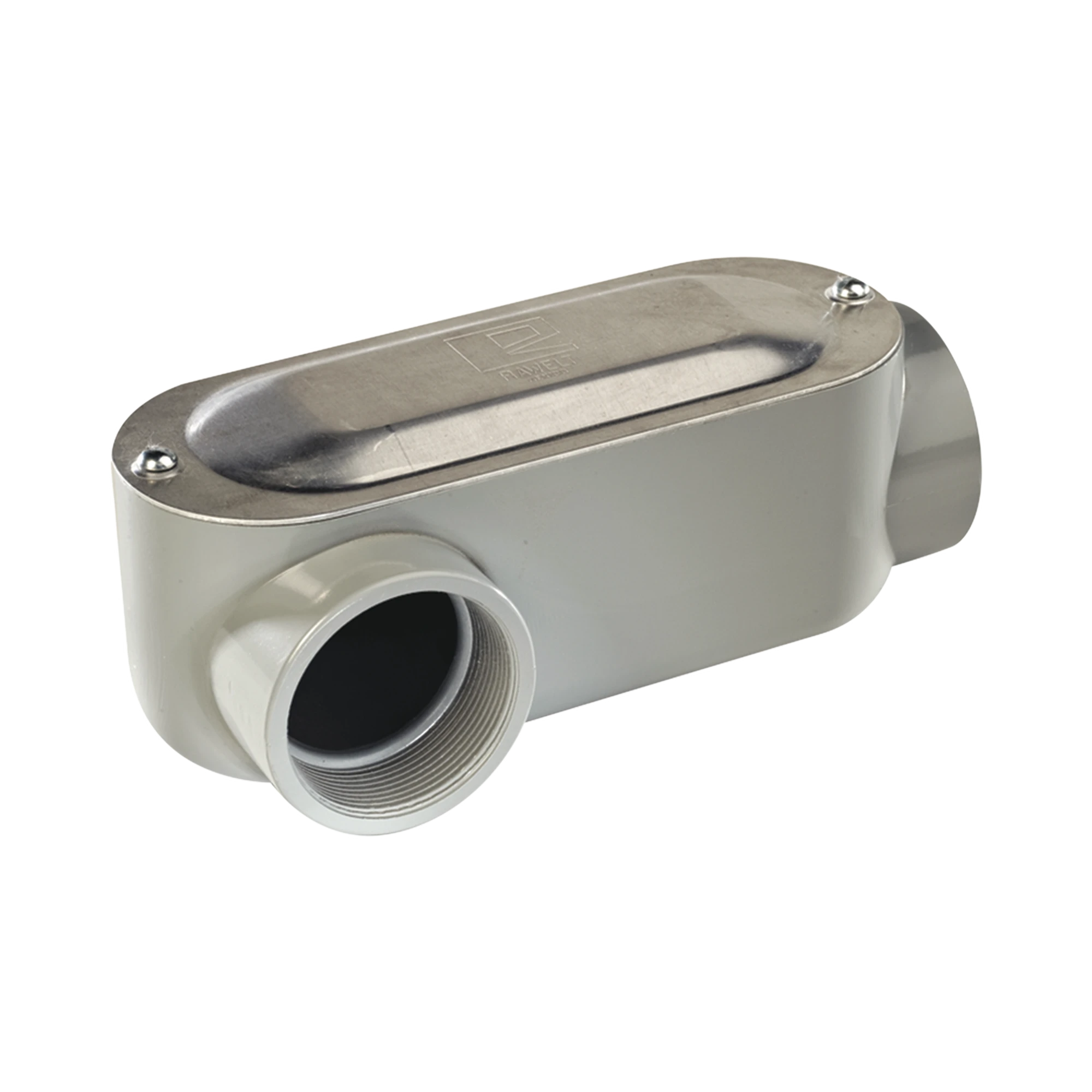 CAJA OVAL ROSCADA TIPO LR DE 2 1/2 LARGA (63.5 MM) INCLUYE TAPA Y TORNILLOS.-Tuberia Metalica-RAWELT-Bsai Seguridad & Controles