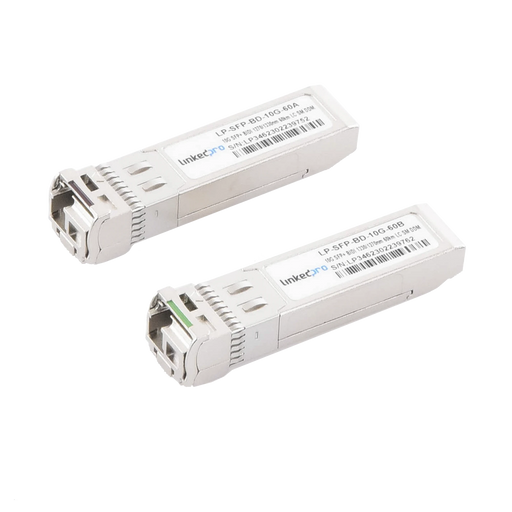 TRANSCEPTORES BIDIRECCIONALES SFP+ (MINI-GBIC) / MONOMODO / 10 GBPS DE VELOCIDAD / CONECTOR LC / HASTA 60 KM DE DISTANCIA / 2 PIEZAS-Networking-LINKEDPRO BY EPCOM-LP-SFP-BD-10G-60-Bsai Seguridad & Controles