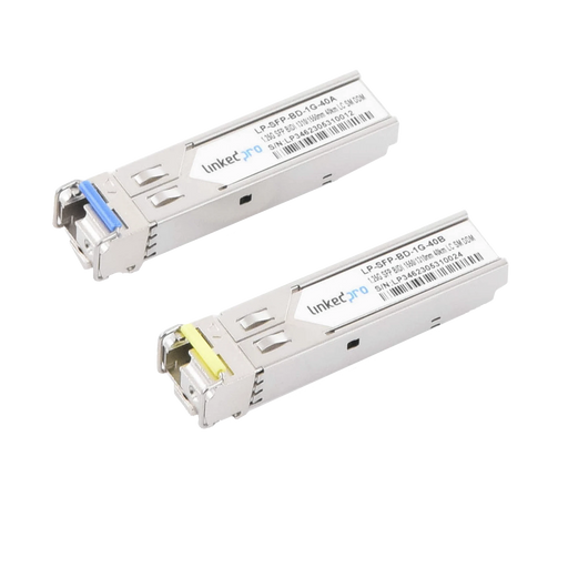 TRANSCEPTORES BIDIRECCIONALES SFP (MINI-GBIC) / MONOMODO / 1.25 GBPS DE VELOCIDAD / CONECTOR LC / HASTA 40 KM DE DISTANCIA / 2 PIEZAS-Networking-LINKEDPRO BY EPCOM-LP-SFP-BD-1G-40-Bsai Seguridad & Controles