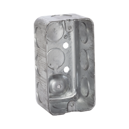 CAJA GALVANIZADA (CHALUPA) DE 4X2 PROFUNDIDAD DE 1-7/8, 10 PERFORACIONES DE 1/2.-Tuberia Metalica-RACO-HUB660-Bsai Seguridad & Controles