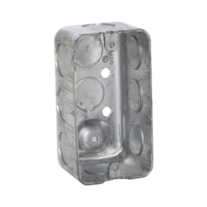 CAJA GALVANIZADA (CHALUPA) DE 4X2 PROFUNDIDAD DE 1-7/8, 10 PERFORACIONES DE 1/2.-Tuberia Metalica-RACO-HUB660-Bsai Seguridad & Controles