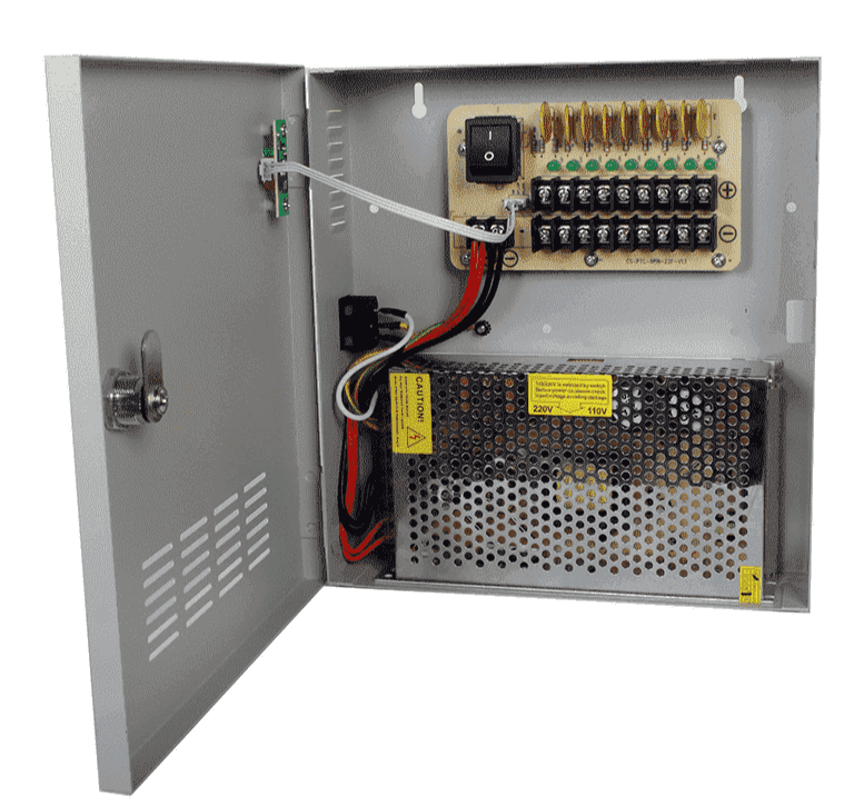 SAXXON PSU12V20A9C- FUENTE DE PODER REGULADA 12V CD 20 AMPERES/ DISTRIBUIDOR PARA 9 CAMARAS/ 2.22 AMP POR CANAL-Fuentes con Distribuidor-SAXXON-Bsai Seguridad & Controles