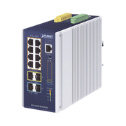 SWITCH INDUSTRIAL ADMINISTRABLE CAPA 3, CON 8 PUERTOS POE GIGABIT 802.3BT, 2 PUERTOS SFP DE 1 G / 2.5 G, 2 PUERTOS SFP 10 G-Networking-PLANET-Bsai Seguridad & Controles