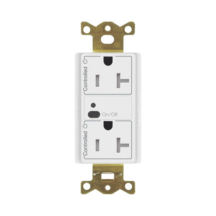 RECEPTÁCULO INALÁMBRICO LUTRON VIVE / 20 A, CONTROL INTELIGENTE EN LOS 2 CONECTORES.-Automatización - Casa Inteligente-LUTRON ELECTRONICS-CAR2S20DTRWH-Bsai Seguridad & Controles