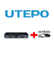 UTEPO UTP116PVHD2 - TRANSMISOR Y RECEPTOR DE 16 CANALES DE VIDEO Y ENERGIA / HDCVI / TVI / A HD / CVBS / DISTANCIA 400M A 720P / 200M A 1080P-Transceptores-UTEPO-Bsai Seguridad & Controles