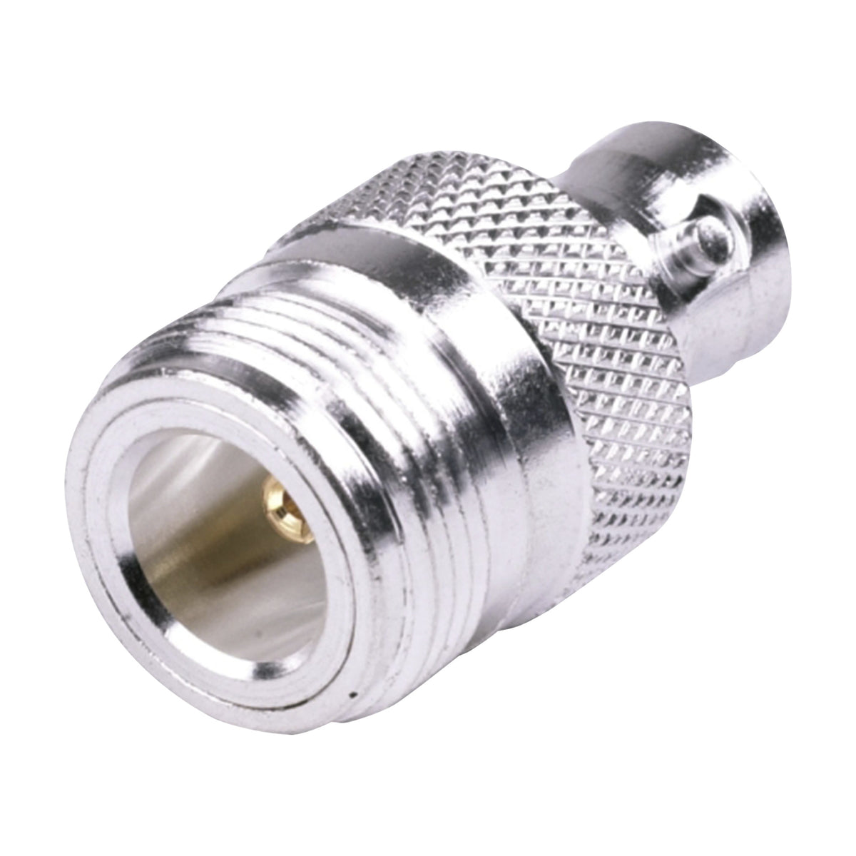 ADAPTADOR COAXIAL EN LÍNEA / N HEMBRA A BNC HEMBRA / CUERPO BRONCE PLATEADO / CONTACTO ORO / AISLANTE TEFLÓN [RFN-1039-1]