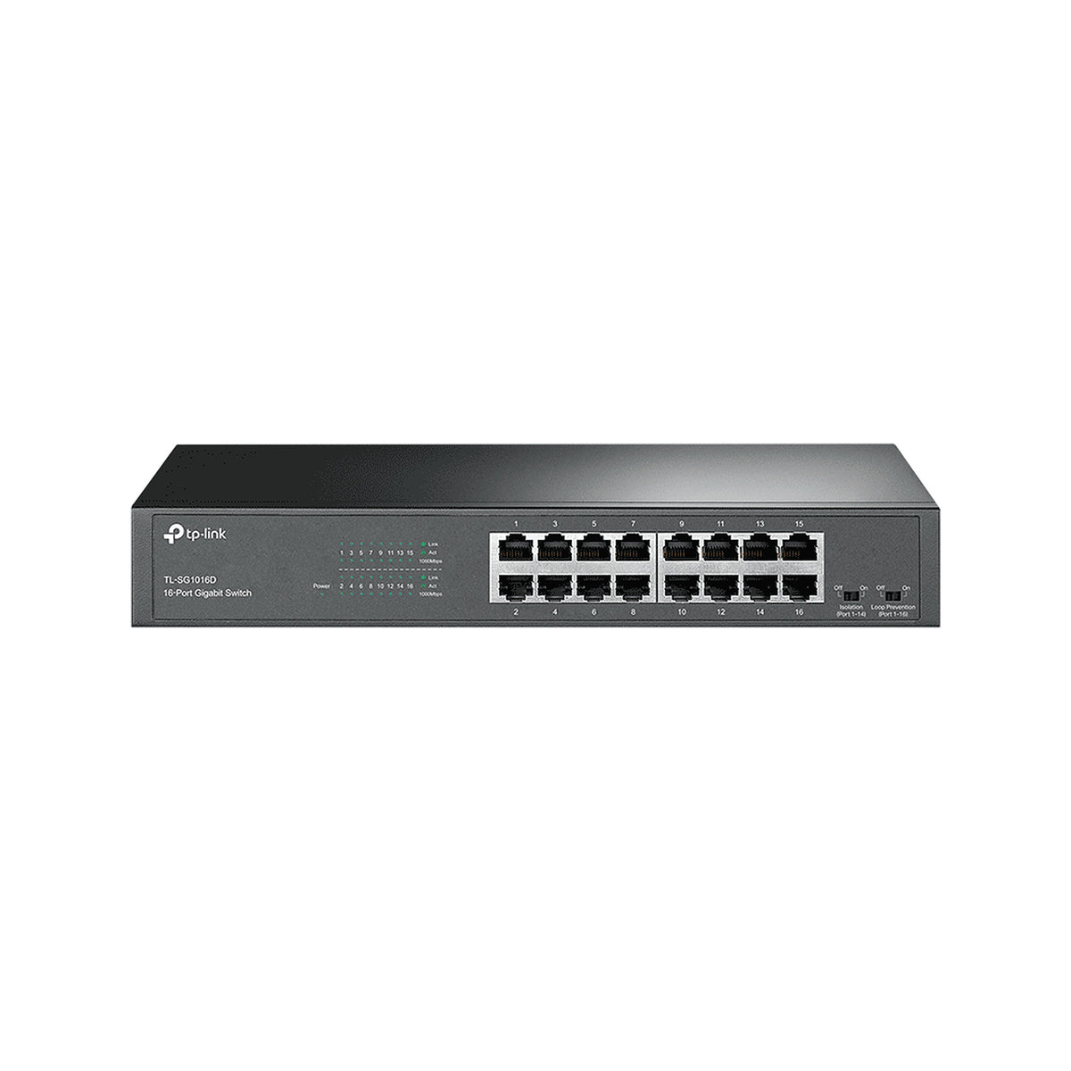 TP-LINK TL-SG1016D - SWITCH GIGABIT NO ADMINISTRABLE DE 16 PUERTOS 10/100/1000 MBPS PARA ESCRITORIO/RACK. [TPL3700014]