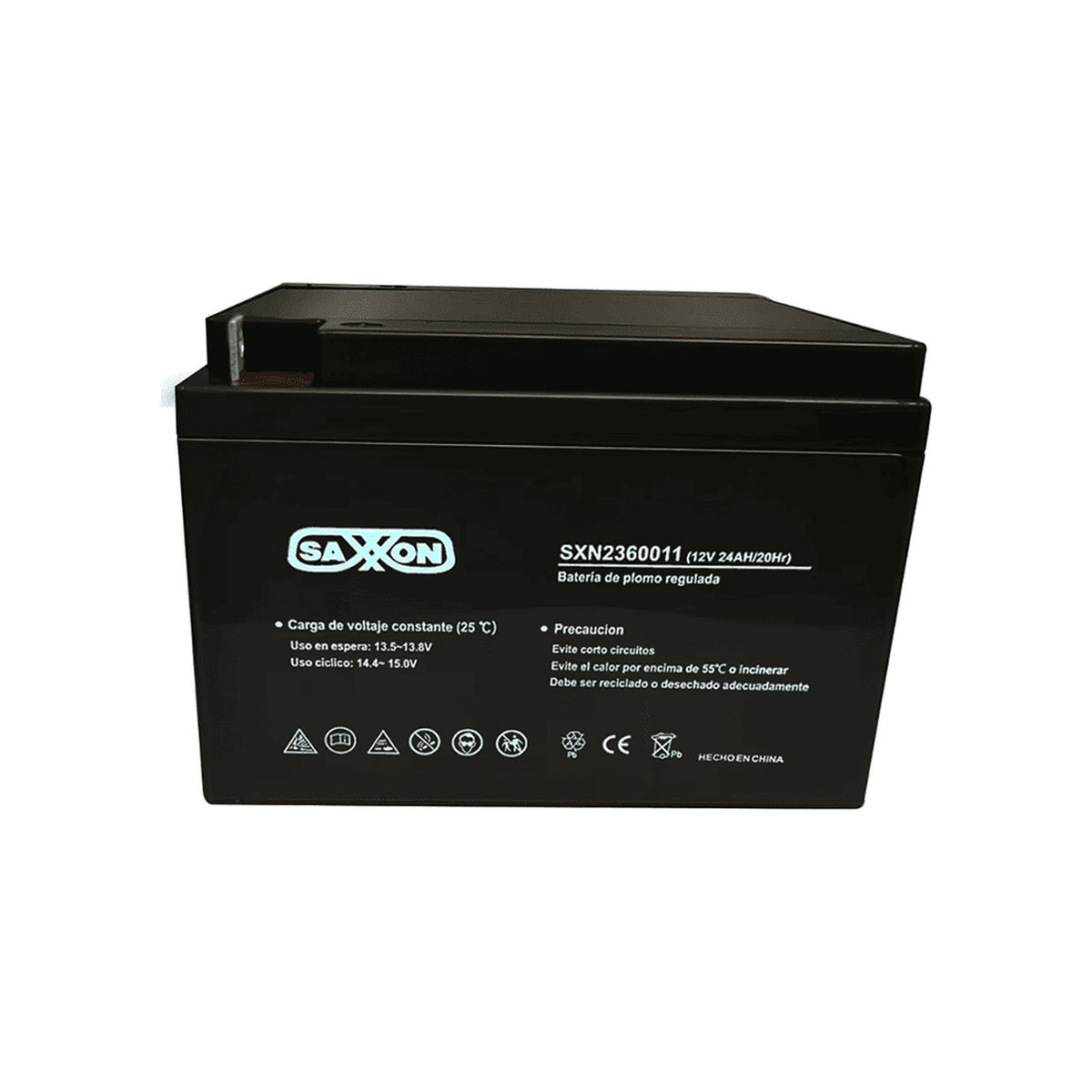 SAXXON CBAT24AH - BATERIA DE RESPALDO DE 12 VOLTS LIBRE DE MANTENIMIENTO Y FACIL INSTALACION / 24 AH/ COMPATIBLE CON CCTV/ ACCESO/ BOSCH [SXN2360011]